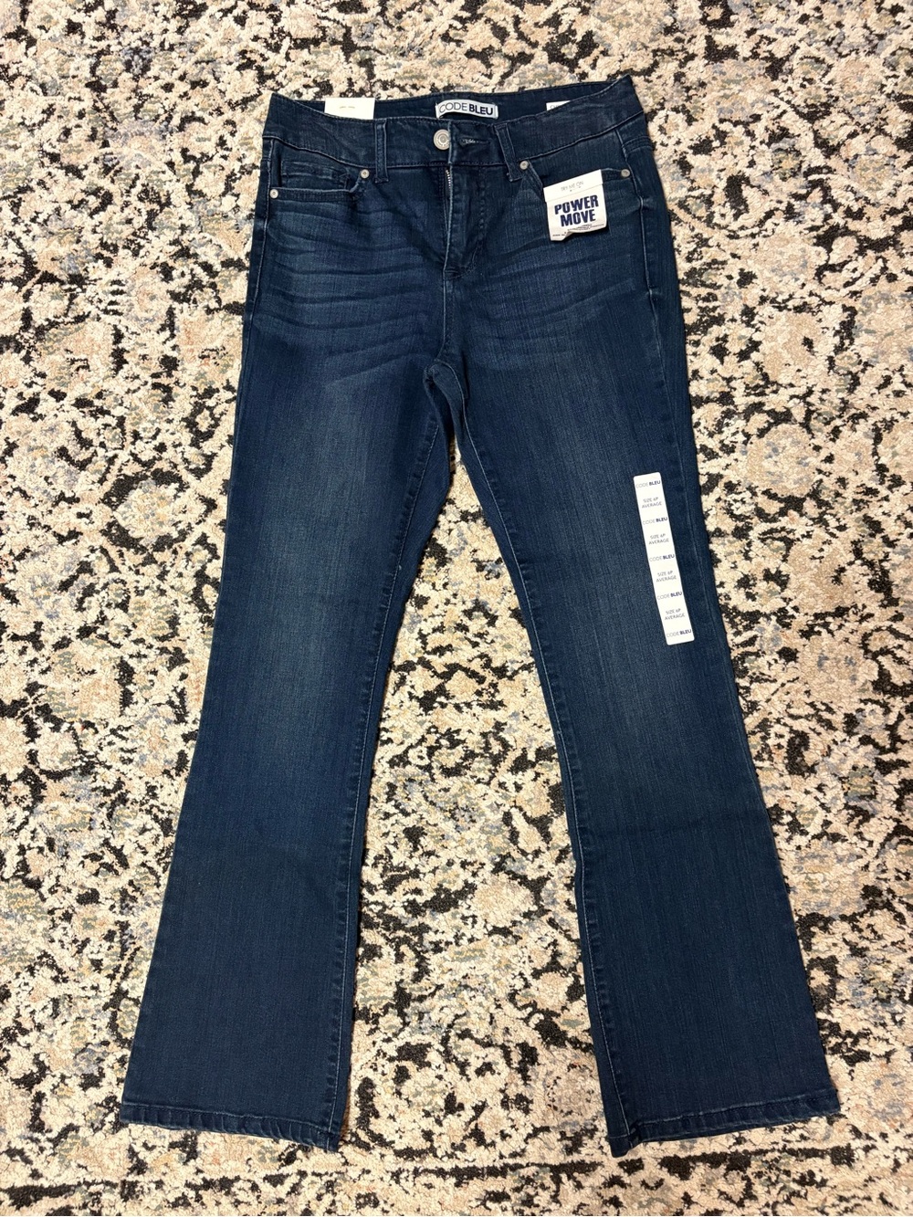 Code Bleu Dark Blue Flare Jeans with 'Power Move' Patch